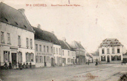 CHIEVRES  Grand Place Et Rue De L'église Animée Voyagé En 1910 - Chièvres