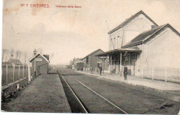 CHIEVRES Intérieur De La Gare Animée Voyagé En 1912 - Chievres