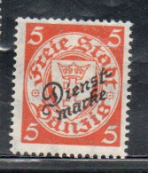 GERMANY REICH POLAND OCCUPATION ALLEMAGNE 1924 1925 DANZIG DANZICA DANTZIG OFFICIAL STAMPS 5pf MLH - Oficial