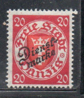 GERMANY REICH POLAND OCCUPATION ALLEMAGNE 1924 1925 DANZIG DANZICA DANTZIG OFFICIAL STAMPS 20pf MLH - Dienstzegels