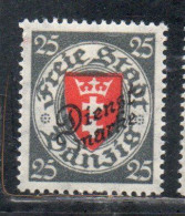 GERMANY REICH POLAND OCCUPATION ALLEMAGNE 1924 1925 DANZIG DANZICA DANTZIG OFFICIAL STAMPS 25pf MLH - Dienstmarken