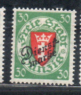 GERMANY REICH POLAND OCCUPATION ALLEMAGNE 1924 1925 DANZIG DANZICA DANTZIG OFFICIAL STAMPS 30pf MLH - Oficial