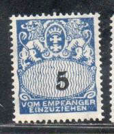 GERMANY REICH POLAND OCCUPATION ALLEMAGNE 1923 1928 DANZIG DANZICA DANTZIG POSTAGE DUE STAMPS TAXE 5pf MLH - Postage Due