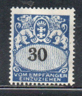 GERMANY REICH POLAND OCCUPATION ALLEMAGNE 1923 1928 DANZIG DANZICA DANTZIG POSTAGE DUE STAMPS TAXE 30pf MLH - Postage Due