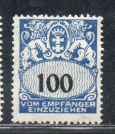 GERMANY REICH POLAND OCCUPATION ALLEMAGNE 1923 1928 DANZIG DANZICA DANTZIG POSTAGE DUE STAMPS TAXE 100pf MLH - Strafport