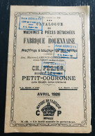 CATALOGUE DES MACHINES ET PIÈCES DÉTACHÉES DE MACHINES À BOUCHER LES BOUTEILLES - 1926 - Supplies And Equipment