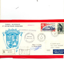 Pli Ancien Des TAAF Avec 2 Valeurs  En Recommandé Et Signature Du Gérant Postal . - Collections (sans Albums)