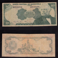 VENEZUELA 20 BOLIVAREAS 1977 PIK 53B MB - Venezuela