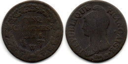 MA 28354 /   5 Centimes An 5 W B+ - 1795-1799 Directorio