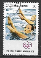 C U B A     -     NATATION  SYNCHRONISEE    -    Oblitéré.  JO De Montréal 1976 - Natation