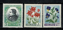 Island 1957/1958 - Yv. 280**, 281/82**, Mi 322**, 323/24**, MNH - Neufs