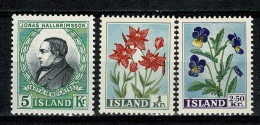 Island 1957/1958 - Yv. 280**, 281/82**, Mi 322**, 323/24**, MNH - Unused Stamps