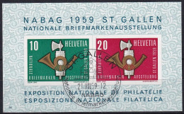 MiNr. 672 - 673 (Block 16) Schweiz 1959, 9. März. Blockausgabe: Nationale Briefmarkenausstellung NABAG 1959, St. Gallen - Neufs