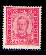 ! ! Funchal - 1892 D. Carlos 75 R (Perf. 13 1/2) - Af. 07 - No Gum - Funchal
