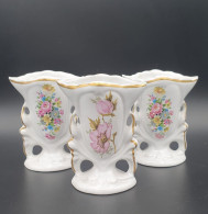 Vieux Bruxelles 3x Vases Miniatures Porcelaine De Bruxelles  1930 Eglantines #220422 - Other & Unclassified