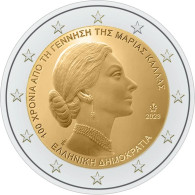 2 EURO GRECIA   2023  COMMEMORATIVO MARIA CALLAS     FIOR DI CONIO   FROM ROLLS - Greece