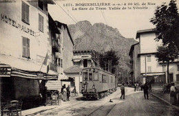 DEPT 06 ROQUEBILLIÈRE  LA GARE DU TRAM VALLEE DE VESUBIE TRÈS  BELLE ANIMATION 9X14 REIMPRESSION DE CARTES ANCIENNES - Roquebilliere