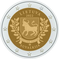 LITUANIA 2 EURO 2022 COMMEMORATIVO SUVALKIJA   FIOR DI CONIO   UNC  FROM ROLLS - Lituanie