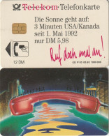 ALEMANIA. DE-077 P 03/92.04. Die Sonne Geht Auf:3 Minuten USA/Kanada. 05-1992. 1210. (630) - P & PD-Series: Schalterkarten Der Dt. Telekom