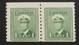 CANADA PAIRE DE 2 X YT 205aB  NEUFS**MNH" GEORGE VI" ANNÉES 1943/1948 DENTELE 9,5 VERTICALEMENT - Neufs