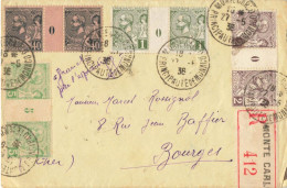 MONACO 7 MILLESIME DIFFERENTS SUR LETTRE REC MONTE CARLO 27/5/1936 POUR BOURGES - Storia Postale