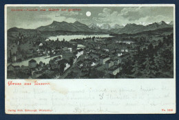 Lucerne. Gruss Aus Luzern. Vue Générale Nocturne Prise Du Château De Gütsch. 1898 - Lucerne