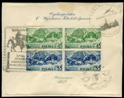 POLAND 1938 Warsaw Exhibition Perforated Block Used On Piece.  Michel Block 5A - Gebraucht