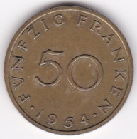 Sarre, Protectorat Français , 50 Franken 1954, Bronze-aluminium, KM# 3 - 50 Franchi