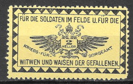 WW1 GERMANY AUSTRIA Vignette CINDERELLA K.u.K Kriegs-Fürsorgeamtz Für Witwen Und Waisen Der Gefallenen Soldaten Im Felde - Militaria