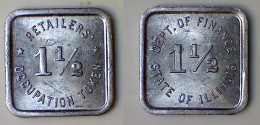 01243 GETTONE TOKEN JETON 1940s Department Of Finance State Of Illinois Retailers Occupation 1 1/2 Token - Otros & Sin Clasificación