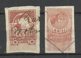 ESTLAND Estonia Revenue Tax Stamp Steuermarke Stempelmarke 10 Penni 1919 O Different Design Map Landkarte - Géographie