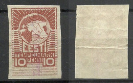 ESTLAND Estonia Revenue Tax Stamp Steuermarke Stempelmarke 10 Penni 1919 O Map NB! Light Horiz. Fold - Géographie