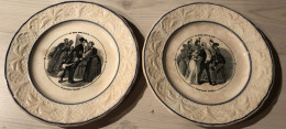 2 Ancienne Assiette Parlante Paris XIXe J. Vieillard Couronnée Rosière - Le Premier Janvier J.Vieillard Et Cie Bordeaux - Platos