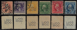 USA United States 1902/1938 3 Stamp With Perfin SSW By S.S. White Dental Manufacturing Company Lochung Perfore - Perforados