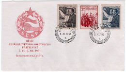 FDC - Stalin - Gottwald - Czechoslovakia Soviet Friendship - 1951 - SČSP - Socialism - Communism - - Joint Issues