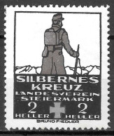 WW1 GERMANY AUSTRIA Vignette CINDERELLA 2 HELLER K.u.K KUK Wien: Silbernes Kreuz Reklamemarke BY BRUNO FIEDLER  - Militaria