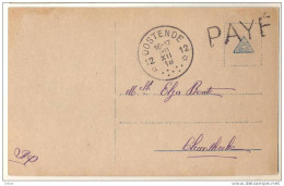 1p925:  Fantasiekaartje: Niet Gefrankeerd: Payé- Stempel: 12* OOSTENDE 12*: Postagentstempel Als Noodstempel:sterstempel - Fortuna (1919)