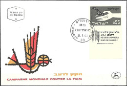 Israel 1963 FDC The End To Hunger Stamp With Tab Bird [ILT1609] - FDC