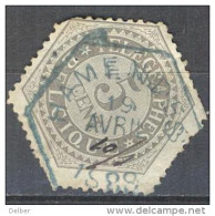 _1c769: N° TG8: Hexagone : HAMENDES 19 AVRIL 12/s 1888: Uur Ingevuld Met Pen...  Iets Beschadigd.... - Telegraphenmarken [TG]