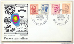 4v845: FDC FAMOUS AUSTRALIANS 16.11.1970 - Cartas & Documentos