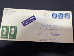 13-11-2023 (2 V 9) Letter Posted From Canada To West Germany (1962) With 2 Cinderella Stamps - Lettres & Documents