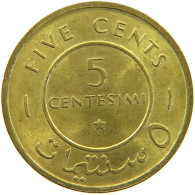 SOMALIA 5 CENTESIMI 1967  #c016 0171 - Somalie