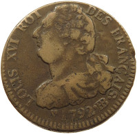 FRANCE 2 SOLS 1792 BB Louis XVI. (1774-1793) #t146 0077 - 1791-1792 Constitution