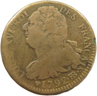 FRANCE 2 SOLS 1792 BB Louis XVI. (1774-1793) #t120 0381 - 1791-1792 Verfassung 