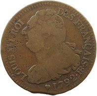 FRANCE 2 SOLS 1792 BB Louis XVI. (1774-1793) #t016 0039 - 1791-1792 Costituzione 