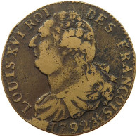 FRANCE 2 SOLS 1792 AA Louis XVI. (1774-1793) #t146 0079 - 1791-1792 Costituzione 