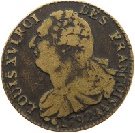 FRANCE 2 SOLS 1792 AA Louis XVI. (1774-1793) #t137 0525 - 1791-1792 Costituzione 