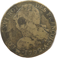 FRANCE 2 SOLS 1792 A Louis XVI (1774-1793) #c060 0057 - 1791-1792 Costituzione 