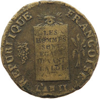 FRANCE 2 SOLS (1793) II PAU RR NO DATE #t016 0045 - 1792-1804 1ère République (An I – An XII)