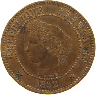 FRANCE 2 CENTIMES 1892 A  #c050 0243 - 2 Centimes